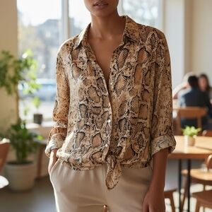 Cotton Candy Snakeskin Print Blouse Size S